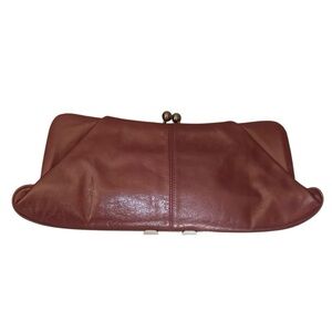 Hobo International Vintage leather clutch with 
kisslock, mauve pinkish color